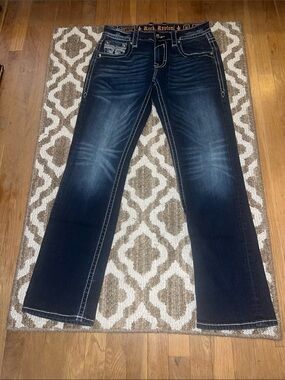 Rock Revival Dark Indigo Faded Men's Jeans